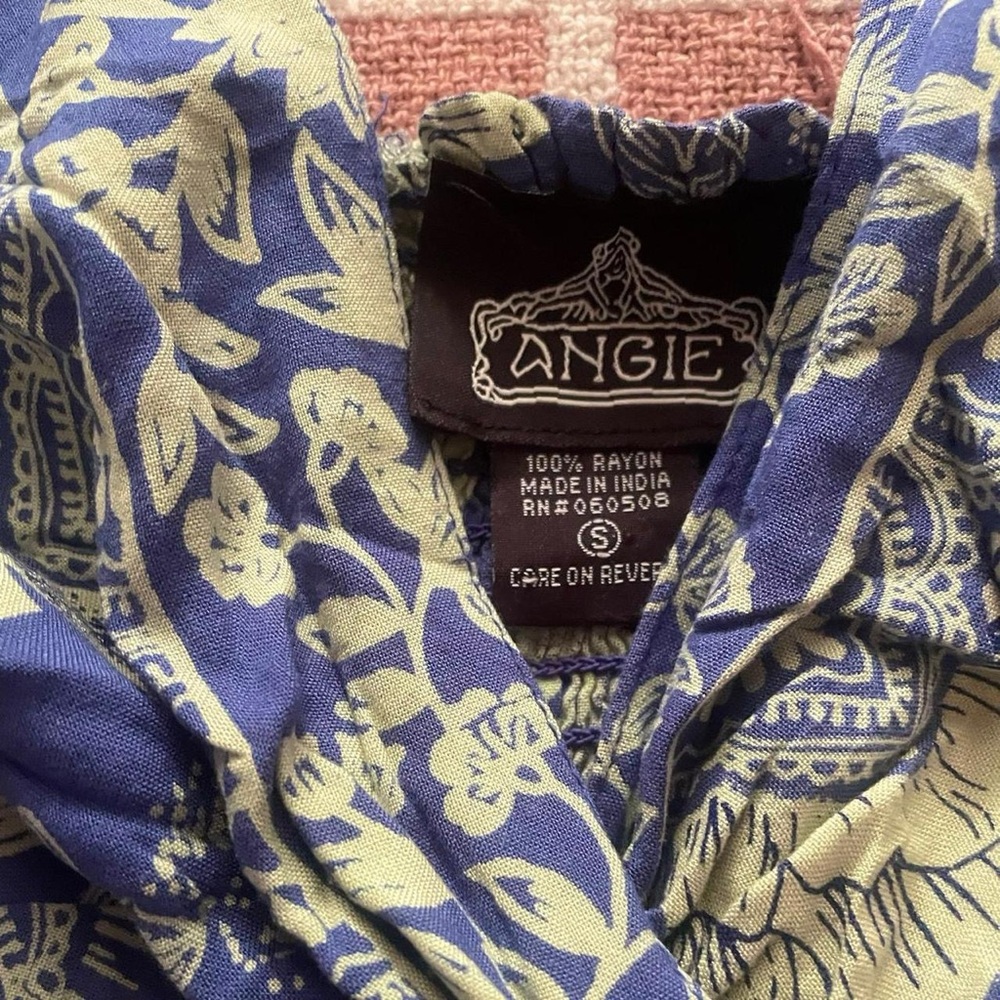 Blue tropical floral jumpsuit 100% linen